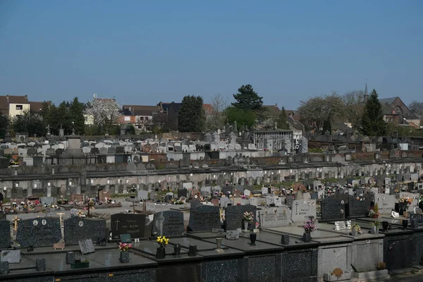 Vista Geral Graves Cemitério Montignies Charleroi Bélgica Quarta Feira Abril — Fotografia de Stock