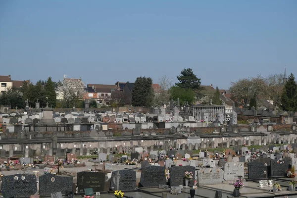 Vista Geral Graves Cemitério Montignies Charleroi Bélgica Quarta Feira Abril — Fotografia de Stock