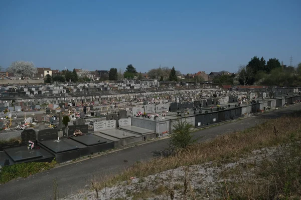 Vista Geral Graves Cemitério Montignies Charleroi Bélgica Quarta Feira Abril — Fotografia de Stock