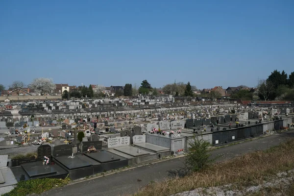 Vista Geral Graves Cemitério Montignies Charleroi Bélgica Quarta Feira Abril — Fotografia de Stock