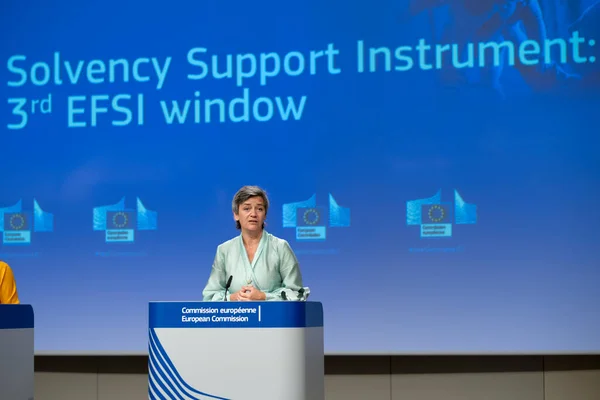 Vicepresidente Esecutiva Del Commissario Europeo Margrethe Vestager Tiene Una Conferenza — Foto Stock
