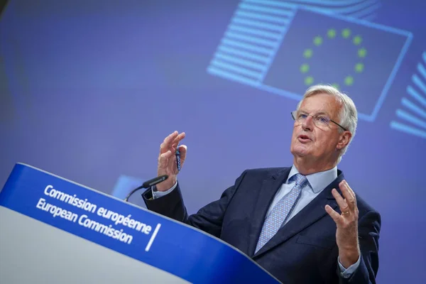 Principal Negociador Del Brexit Unión Europea Michel Barnier Una Conferencia — Foto de Stock