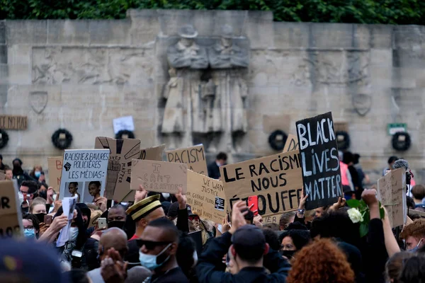 Protesters Hold Placards Gather Central Brussels Black Lives Matter Protest — Stock Photo, Image