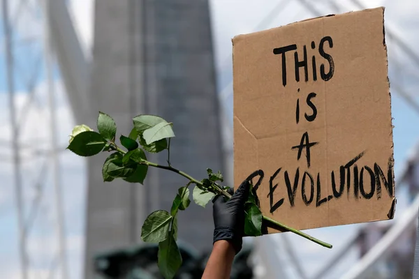 Demonstranten Houden Bordjes Vast Tijdens Protestbetoging Van Black Lives Matter — Stockfoto