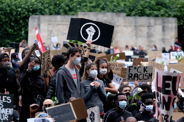 Protesters Hold Placards Gather Central Brussels Black Lives Matter Protest — Stock Photo, Image