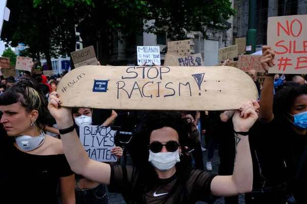 Black Lives Matter Demonstráció Kerül Sor Brüsszelben Belgium Június 2020 — Stock Fotó