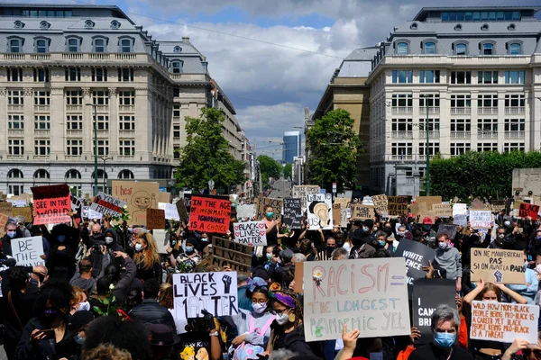 Black Lives Matter Demonstration Takes Place Brussels Belgium June 2020 — Stock Photo, Image