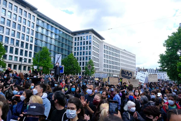 Демонстрация Black Lives Matter Состоится Брюсселе Бельгия Июня 2020 Года — стоковое фото