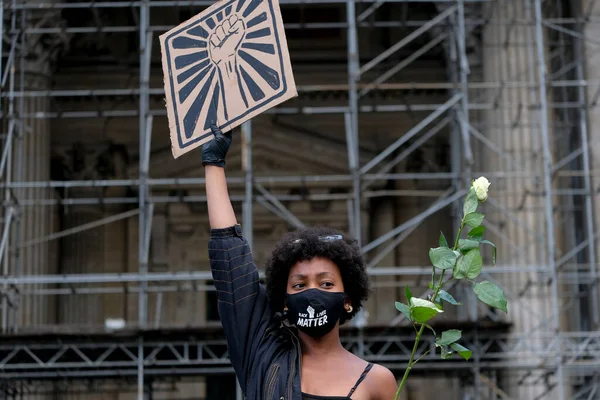 Haziran 2020 Brüksel Belçika Bir Siyahi Yaşamı Önemi Gösterisi Düzenlendi — Stok fotoğraf