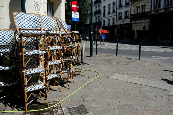 Una Vista Una Zona Turística Vacía Cuando Los Restaurantes Bares —  Fotos de Stock