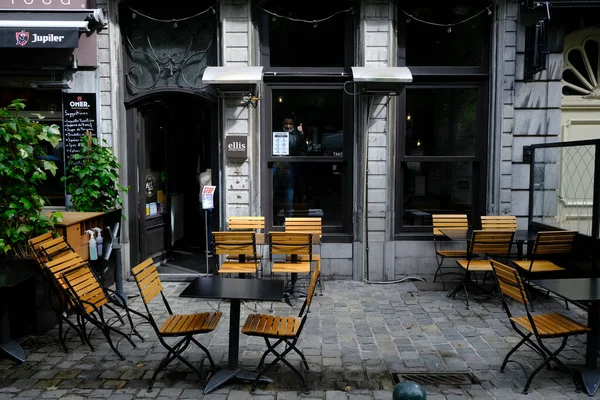 Veduta Una Zona Turistica Vuota Mentre Ristoranti Bar Riaprono Dopo — Foto Stock