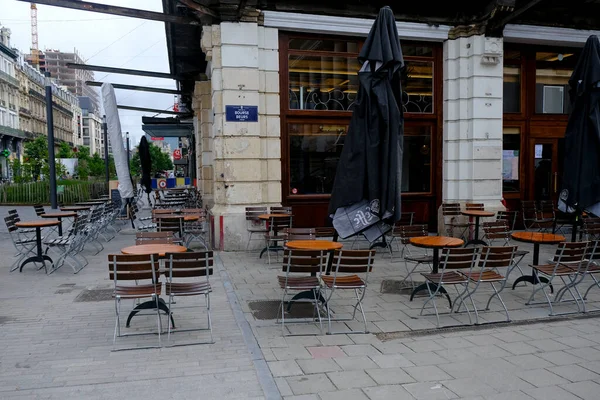 Uma Visão Uma Área Turística Vazia Medida Que Restaurantes Bares — Fotografia de Stock