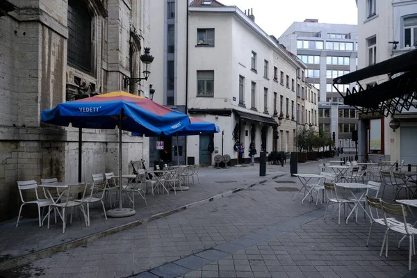 Uma Visão Uma Área Turística Vazia Medida Que Restaurantes Bares — Fotografia de Stock