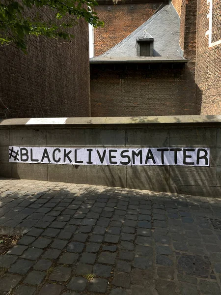 Bruselas Bélgica Junio 2020 Letrero Black Lives Matter Pared — Foto de Stock