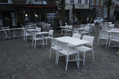 Coronavirus hastalığı (COVID-19) salgını sırasında Brüksel, Belçika 'da haftalarca süren tecrit kısıtlamaları sonrasında, restoran ve barların yeniden açılması, 13 Haziran 2020. 