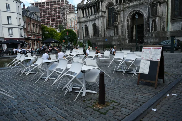 Uma Visão Uma Área Turística Vazia Medida Que Restaurantes Bares — Fotografia de Stock