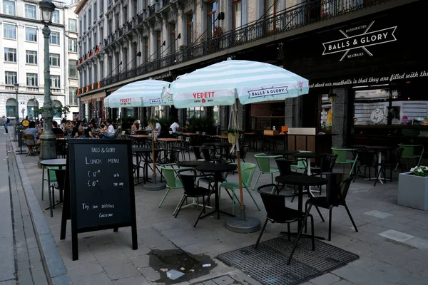 Uma Visão Uma Área Turística Vazia Medida Que Restaurantes Bares — Fotografia de Stock