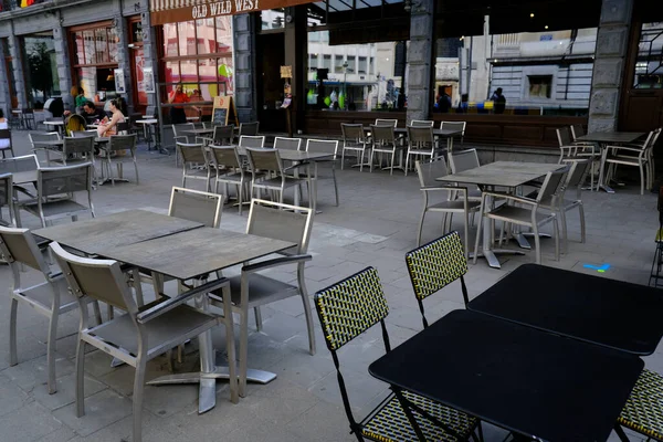 Uma Visão Uma Área Turística Vazia Medida Que Restaurantes Bares — Fotografia de Stock