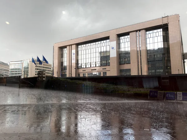 Utsikt Över Huvudkontor Bryssel Sommarstorm Belgien Den Juni 2020 — Stockfoto