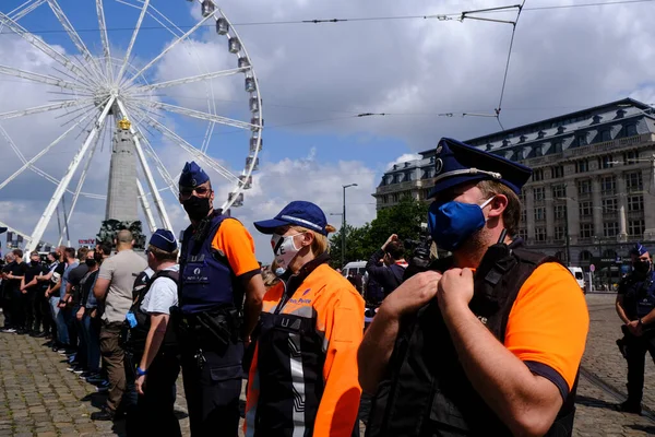 Brüksel Belçika Haziran 2020 Belçikalı Polis Memurları Polise Karşı Düzenlenen — Stok fotoğraf