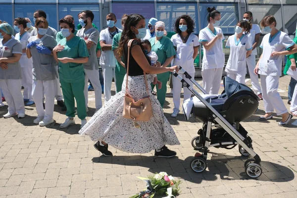 Bruxelas Bélgica Junho 2020 Trabalhadores Saúde Participam Protesto Pedindo Melhores — Fotografia de Stock