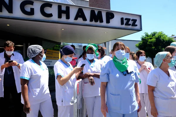 Bruxelas Bélgica Junho 2020 Trabalhadores Saúde Participam Protesto Pedindo Melhores — Fotografia de Stock