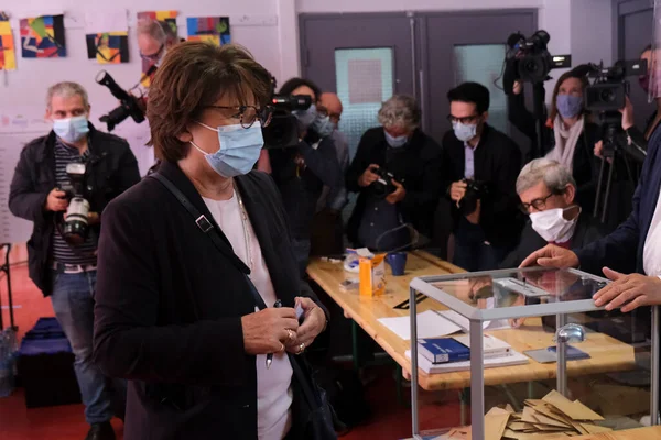 Parti Socialiste Mairesse Lille Martine Aubry Arrive Bureau Vote Pour — Photo