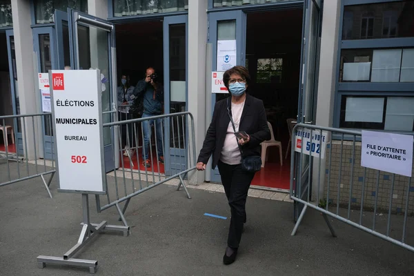 Parti Socialiste Mairesse Lille Martine Aubry Arrive Bureau Vote Pour — Photo