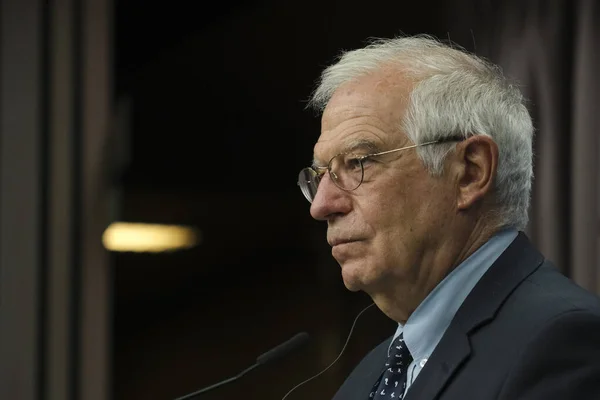 Josep Borrell Jefe Política Exterior Habla Durante Una Conferencia Prensa — Foto de Stock