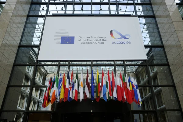Brüssel Belgien Juli 2020 Blick Auf Ein Banner Rat Zur — Stockfoto