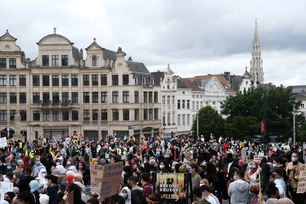 Брюссель Бельгия Июля 2020 Года Протестующие Приняли Участие Митинге Против — стоковое фото
