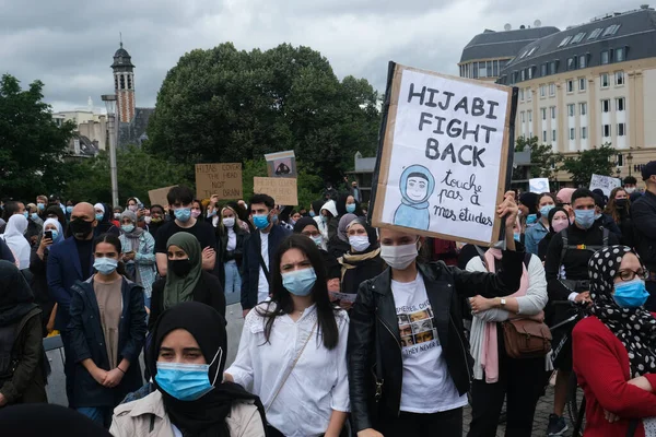 Brüssel Belgien Juli 2020 Demonstranten Bei Einer Kundgebung Gegen Die — Stockfoto