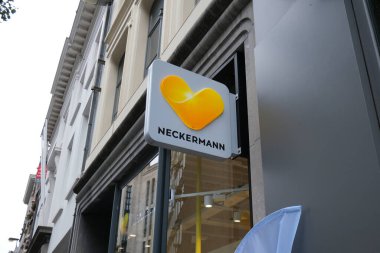  The frontage of Neckermann Travel Agent shop in Antwerp, Belgium on July 4, 2020. clipart