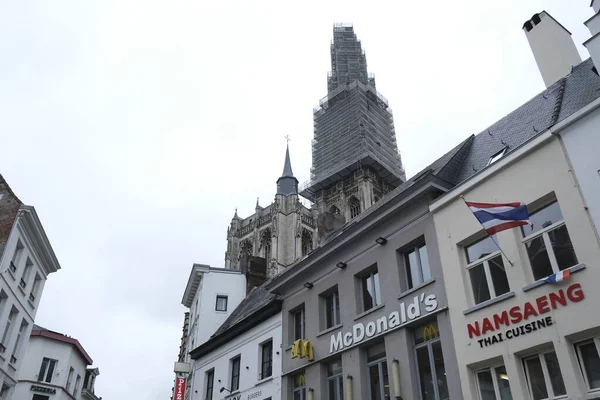 Restauração Uma Torre Sino Igreja Antuérpia Bélgica Julho 2020 — Fotografia de Stock