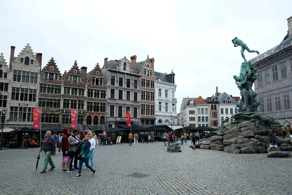 Tourist Walk Historical Center Antwerp Belgium July 2020 — Stock Photo, Image