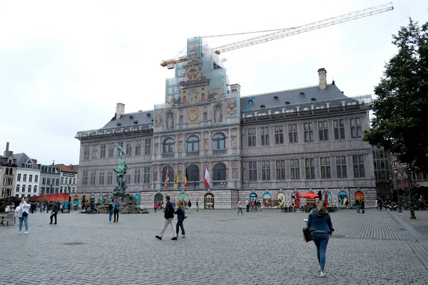 Spacer Turystyczny Historycznym Centrum Antwerpii Belgia Lipca 2020 — Zdjęcie stockowe