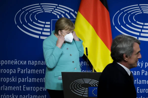 Bundeskanzlerin Angela Merkel Und Der Präsident Des Europäischen Parlaments David — Stockfoto