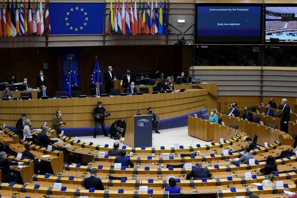 Cancelliera Tedesca Angela Merkel Rivolge All Aula Durante Una Sessione — Foto Stock