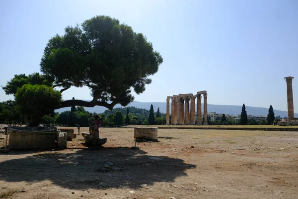 Utsikt Över Den Arkeologiska Platsen För Temple Olympian Zeus Aten — Stockfoto