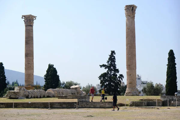 Vue Site Archéologique Temple Olympien Zeus Athènes Grèce Août 2020 — Photo