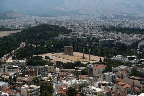 Pohled Archeologické Naleziště Chrámu Olympijského Dia Aténách Řecko Srpna 2020 — Stock fotografie
