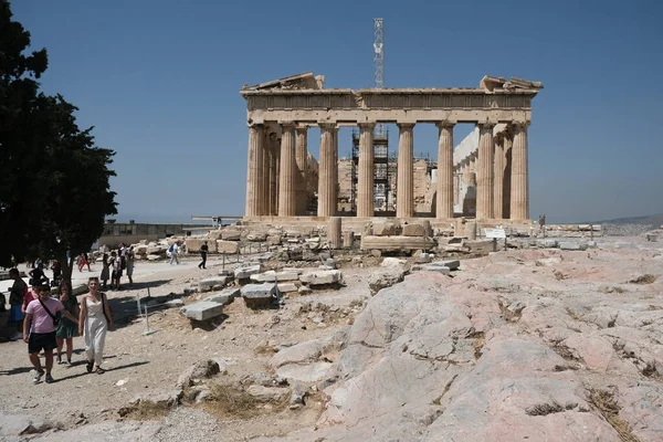 Parthenon Acropolis Hillben Marad Egy Napos Napon Athénban Görögországban 2020 — Stock Fotó
