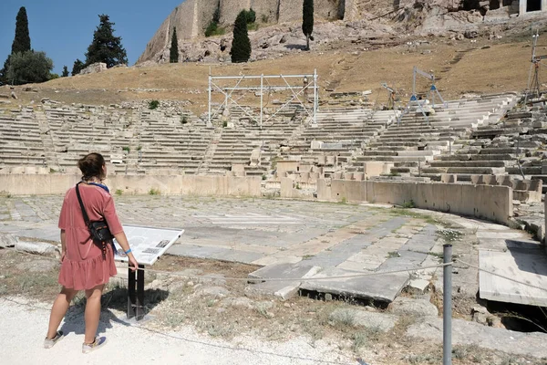 Les Touristes Visitent Colline Acropole Athènes Grèce Août 2020 — Photo