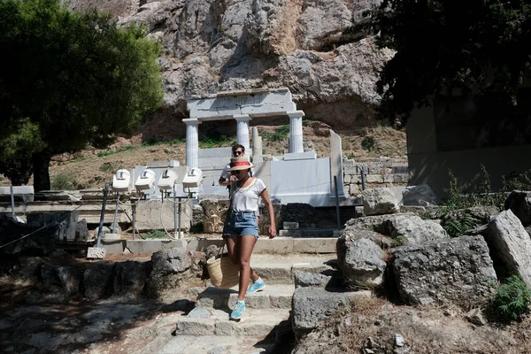 Les Touristes Visitent Colline Acropole Athènes Grèce Août 2020 — Photo