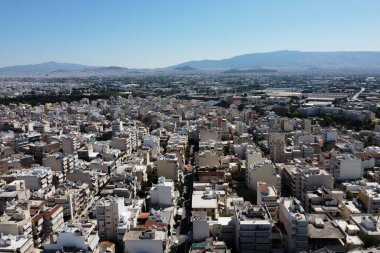 29 Ağustos 2020 'de Yunanistan' ın Korydallos ilçesindeki konutların hava manzarası