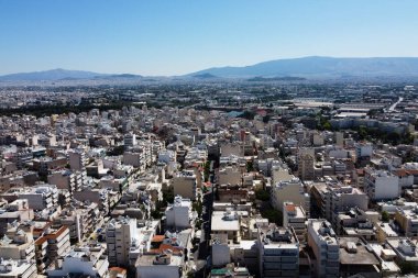 29 Ağustos 2020 'de Yunanistan' ın Korydallos ilçesindeki konutların hava manzarası