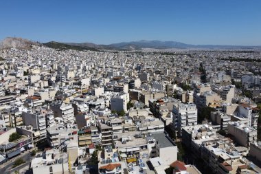 29 Ağustos 2020 'de Yunanistan' ın Korydallos ilçesindeki konutların hava manzarası