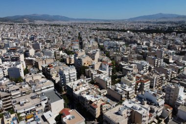 29 Ağustos 2020 'de Yunanistan' ın Korydallos ilçesindeki konutların hava manzarası