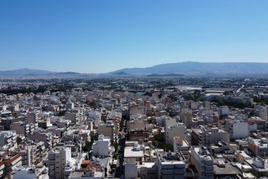 29 Ağustos 2020 'de Yunanistan' ın Korydallos ilçesindeki konutların hava manzarası