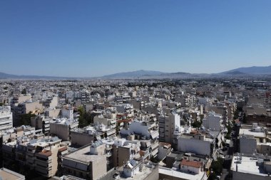 29 Ağustos 2020 'de Yunanistan' ın Korydallos ilçesindeki konutların hava manzarası